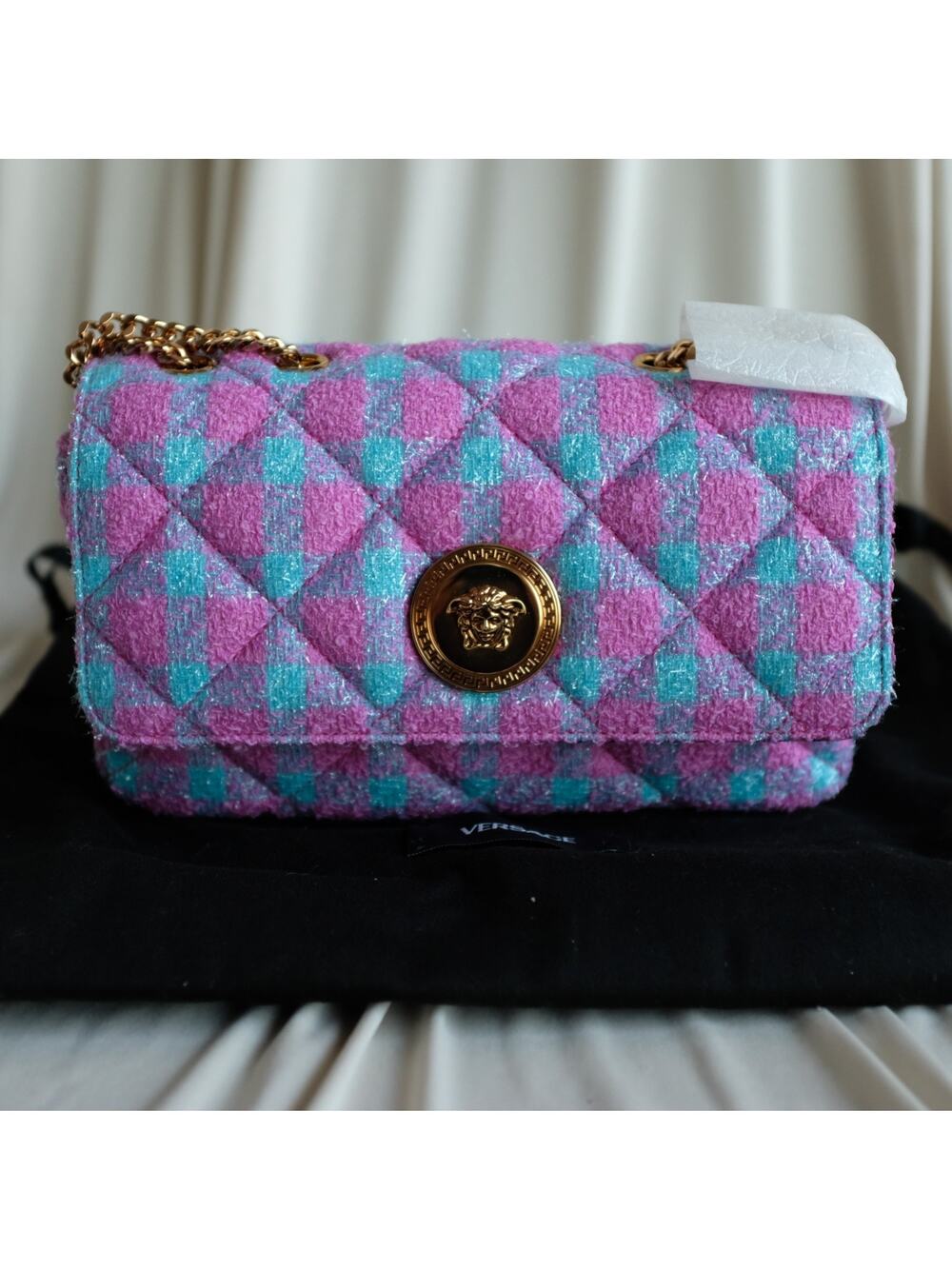Versace La Medusa Wool Lurex Icon Medium Shoulder Crossbody Bag